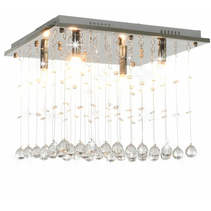Deckenleuchte mit Kristallperlen Silbern Cubic G9