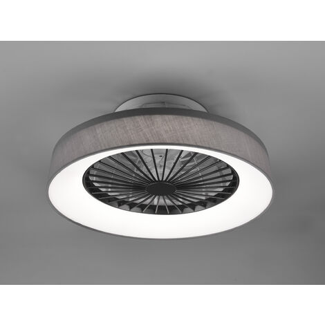 Deckenleuchte mit Ventilator FARSUND Fernbedienung Nachtlicht, Stoff grau Ø 47cm
