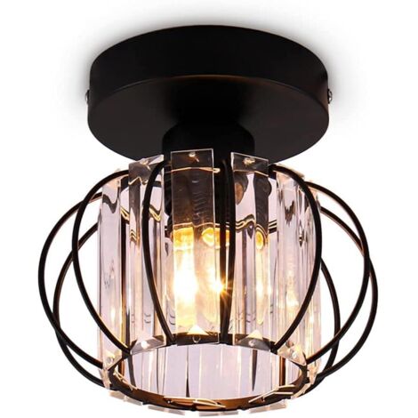 Deckenleuchte Moderne Kristall E27 LED Deckenlampe Mini Lampenschirm für Küche Esszimmer Schlafzimmer Flur Eingang (Schwarz)
