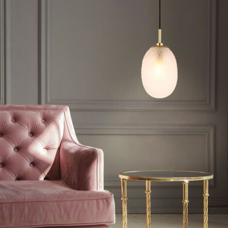 Deckenleuchte Pendelleuchte Hängeleuchte Esszimmerlampe Metall Goldfarbe Textil