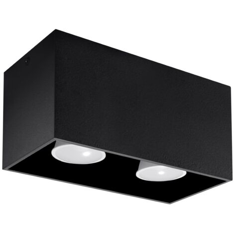 Deckenleuchte Quad 2 GU10 Schwarz Aluminium Sollux SL.0381