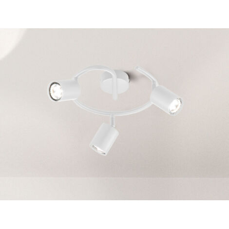 Deckenleuchte Rondell Wohnzimmerlampe Metall Weiß LED Spots beweglich D 38 cm