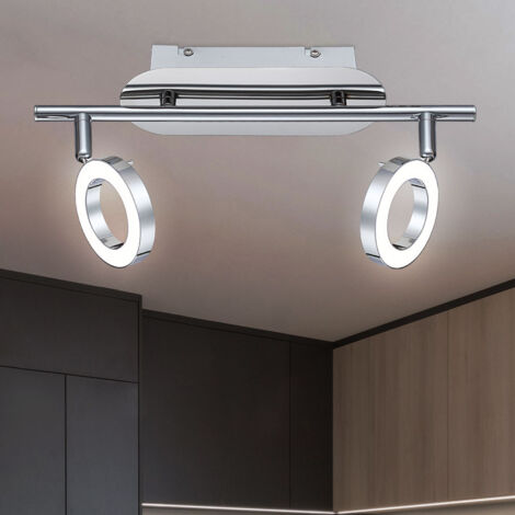 Deckenleuchte schwenkbar Deckenstrahler Chrom bewegliche Spot Deckenlampen Wohnzimmer, LED, 2x 5 Watt, 700 Lumen, warm weiß, L 31,5 cm