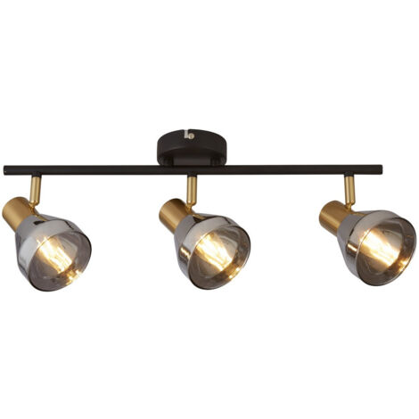 Deckenleuchte Spotleuchte Wohnzimmerleuchte Stahl Messing Glas L 59 cm