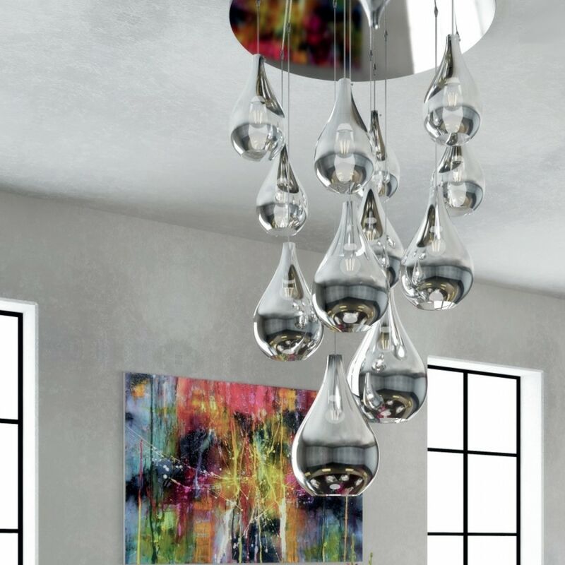 Top-light - Deckenleuchte top light drop 1134cr s12 tmix glaspendelleuchter moderne deckenleuchte, glas chrom