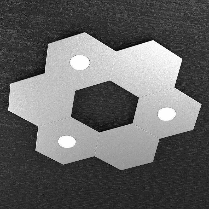 Deckenleuchte tp-hexagon 1142 3l3d a2 gx53 led metall sechsecklampe wanddecke rund modern indoor, metalloberfläche grau - Grau