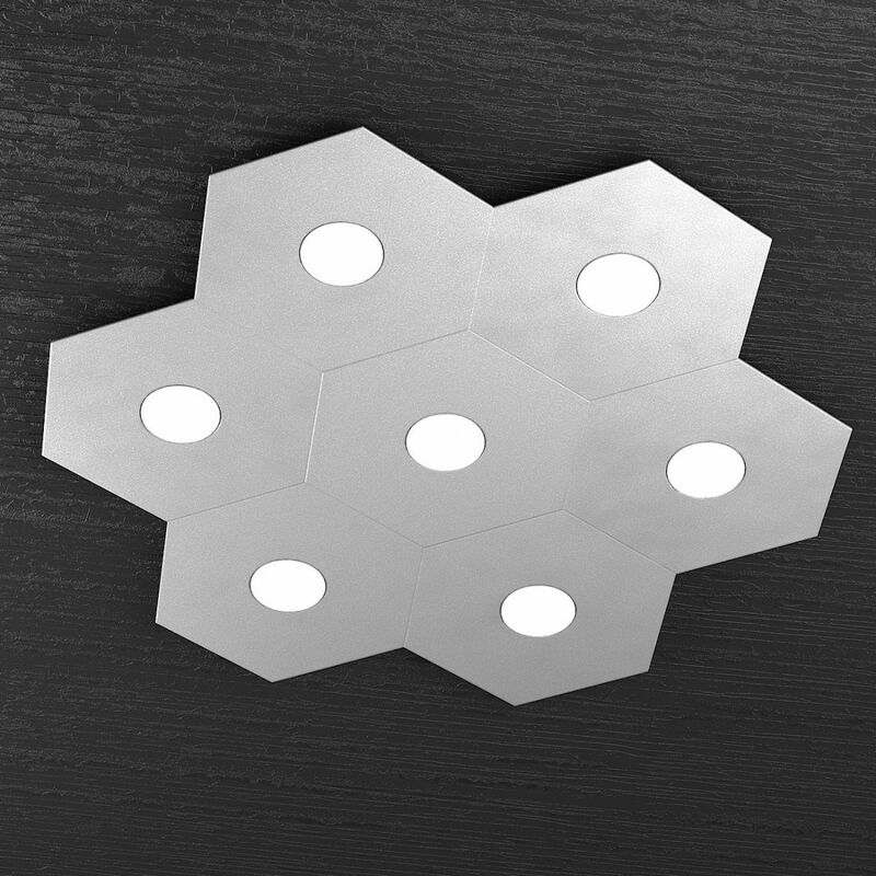 Top-light - Deckenleuchte tp-hexagon 1142 7l gx53 led runde metalllampe wanddecke multilight modernes interieur, metalloberfläche grau - Grau