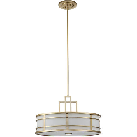 Deckenleuchte Vintage Design höhenverstellbar 3x E27 rund Ø 53 cm in Creme Messing Deckenlampe