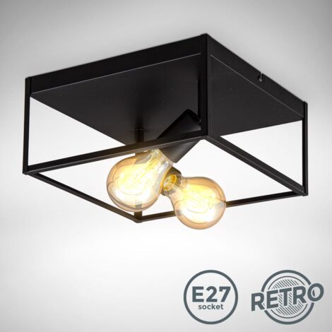 Deckenleuchte Vintage schwarz Metall Deckenlampe Industrie Retro Draht E27 Käfig
