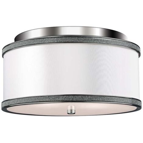 Deckenleuchte Wandlampe Badleuchte Stahl Nickel D 33 cm Kristalleinlage Dekor