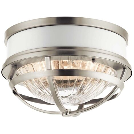 Deckenleuchte Wohnzimmerlampe Deckenlampe Nickel Weiß Stahl D 30,5 cm