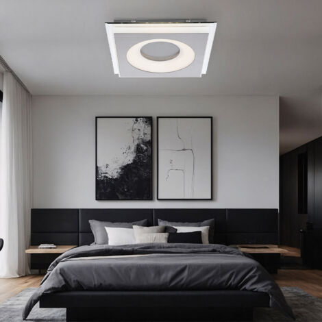 Deckenleuchte Wohnzimmerleuchte Esszimmerlampe Deckenlampe Küchenlampe Schlafzimmerleuchte, Metall Acryl Spiegel nickel-matt satiniert, LED 20W 935Lm 3000K warmweiß, L 34 cm