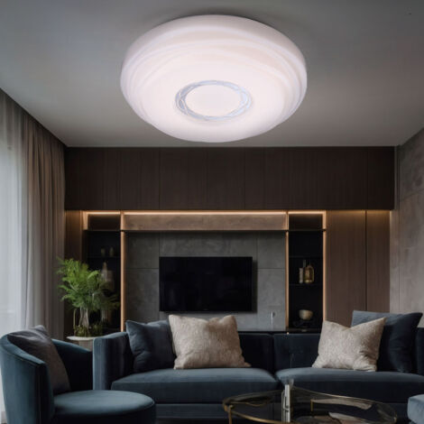 GLOBO LIGHTING Deckenleuchte Wohnzimmerleuchte Esszimmerlampe Küchenleuchte Schlafzimmerlampe, Metall Acryl weiß, LED 15W 1240 Lumen 3000K warmweiß, D 34 cm