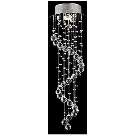 Deckenleuchten Moderner LED-Kronleuchter Spiralkugel Regentropfen K9 Kristall-Hängeleuchte für Hotelflur-Eingangsdekor D7,9 Zoll * H25,2 Zoll