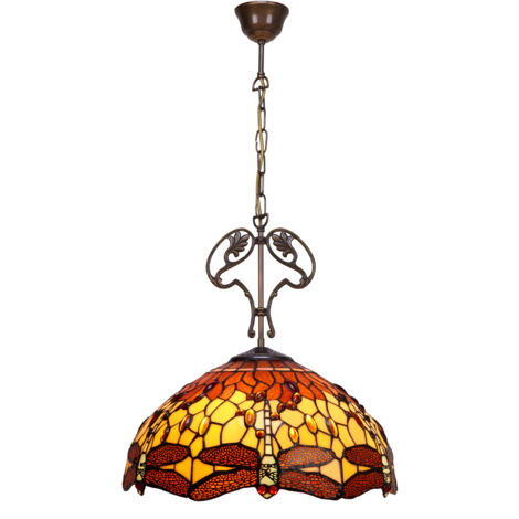 Deckenpendelleuchte, größerer Durchmesser 40 cm, mit Kette und gegossenem Ornament, Serie Belle Amber