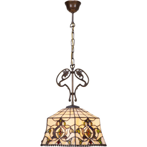 Deckenpendelleuchte mit Kette und Gussornament mit Lampenschirm mit 40 cm Durchmesser der Hexa-Serie