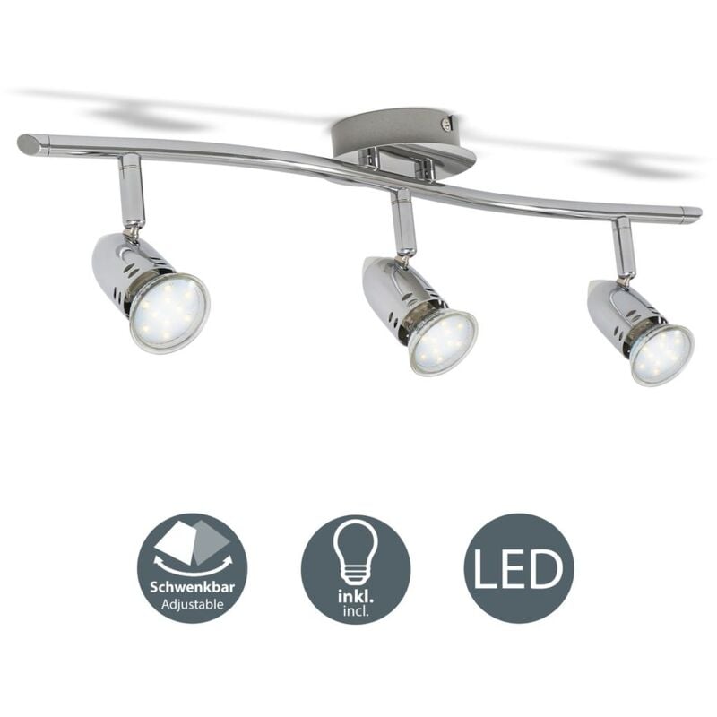 Design LED Deckenlampe 6W-12W Deckenlechte 230V Spot-Strahler GU10 modern chrom: 3 Strahler