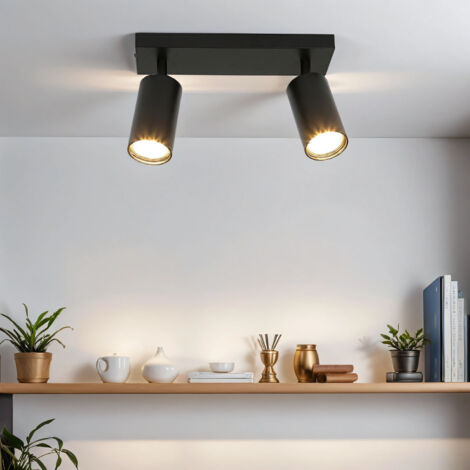 Deckenspot Metall verstellbar Schwarz GU10 2-flammig länglich Spot Lampe Decke