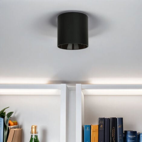 Deckenspot Schwarz Ø 12,7 cm GU10 Metall Modern Deckenlampe Aufputz Küche Flur