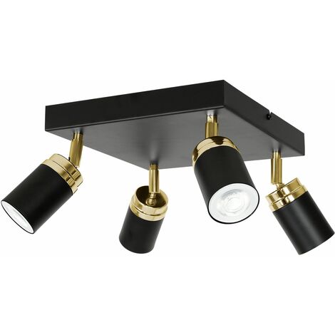 Deckenspot Schwarz Metall 4-flammig GU10 verstellbar Modern EVIE Wohnzimmer