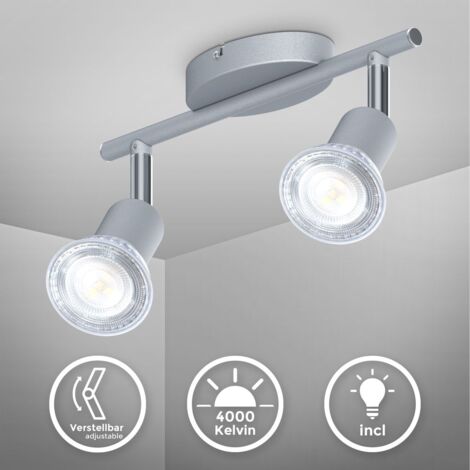 Deckenstrahler - 10W, 800lm, LED, schwenkbar, GU10, neutralweiß, silberfarbig