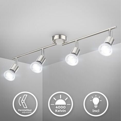 Deckenstrahler - 20W, 1600lm, LED, schwenkbar, GU10, neutralweiß, matt-nickel