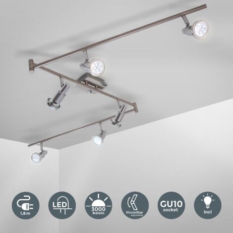 Deckenstrahler - 30W, 2400lm, LED, schwenkbar, GU10, warmweiß, matt-nickel