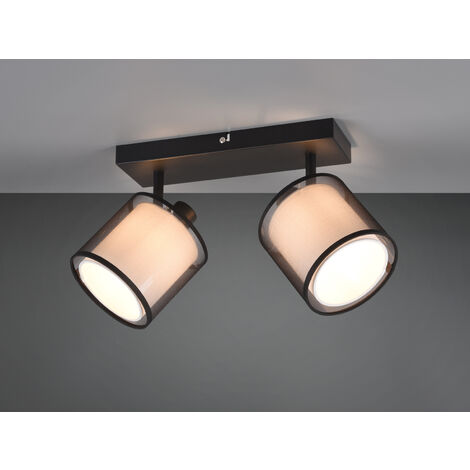 Deckenstrahler BURTON 2 flammig Stoff Organza Schwarz Weiß, Breite 32,5cm