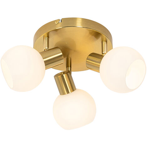 Deckenstrahler Gold mit Opalglas 3-flammig verstellbar - Anouk