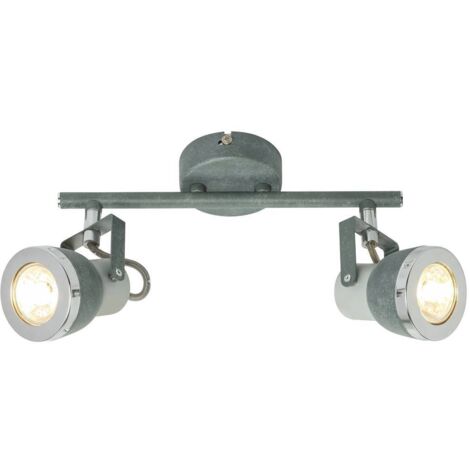 Deckenstrahler grau Wohnzimmerleuchte Deckenlampe mit verstellbaren Spots, Metall steingrau, 2x GU10, LxH 26 x 18,5 cm