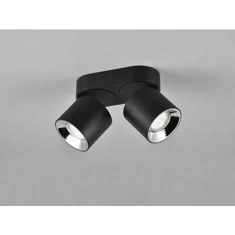 Deckenstrahler GUAYANA Schwarz 2 Spots schwenkbar, Breite 18cm