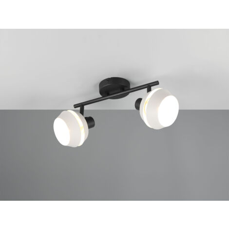 Deckenstrahler ISLA 2-flammig Schwarz, Metallschirme Grau, Breite 37cm