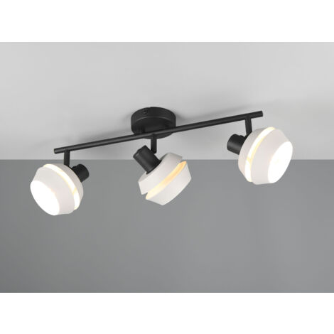 Deckenstrahler ISLA 3-flammig Schwarz, Metallschirme Grau, Breite 54cm
