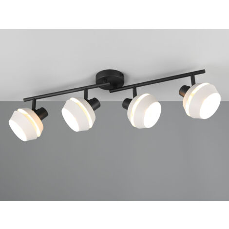 Deckenstrahler ISLA 4-flammig Schwarz, Metallschirme Grau, Breite 72cm