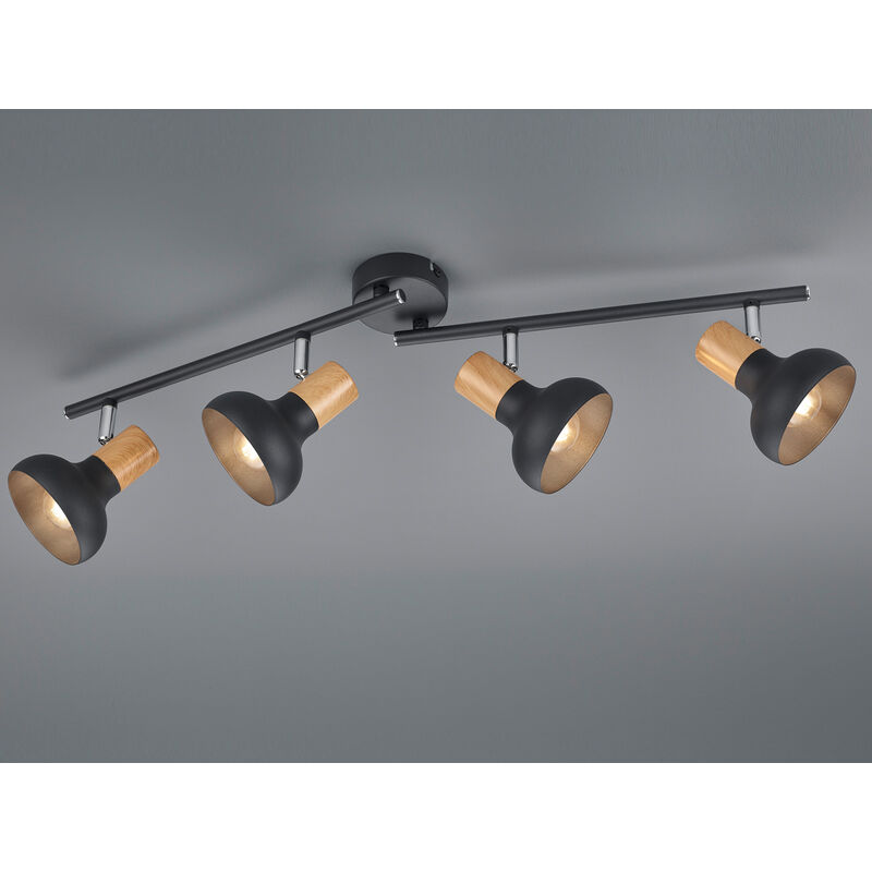 Reality Leuchten Deckenstrahler Latika Aus Metall In Schwarz & Holzoptik, Breite 71cm