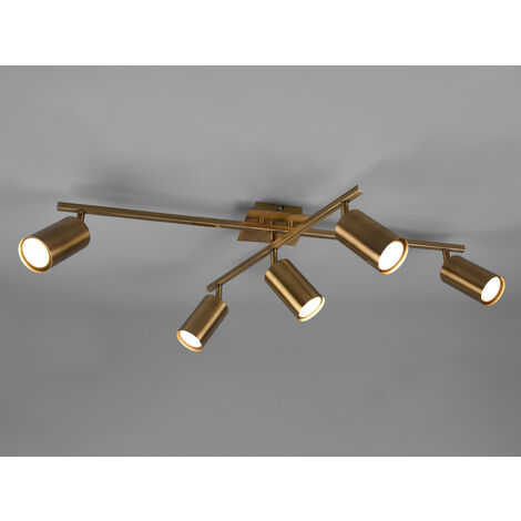 Deckenstrahler MARLEY Altmessing 5-flammig, Arme verstellbar, Breite 77,5cm