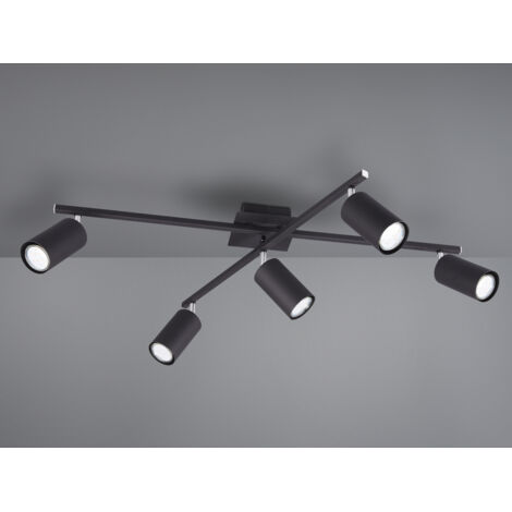 Deckenstrahler MARLEY Schwarz 5-flammig, verstellbare Spots, Breite 77,5cm