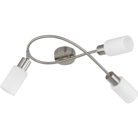 Deckenstrahler MARS 3-flammig Silber Opal Glasschirme Weiß, Breite 45cm