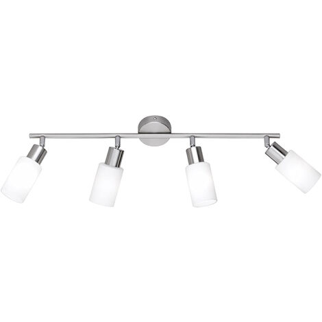 Deckenstrahler MARS 4-flammig Silber Opal Glasschirme Weiß, Breite 82cm