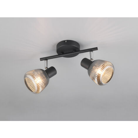 Deckenstrahler TARIFA 2-flammig mit Glasschirmen Chrom bedampft, Breite 29cm