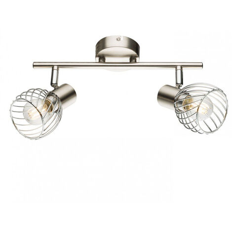 Deckenstrahler TEXAS Silber 2-flammig Gitter Lampenschirme, Breite 30cm
