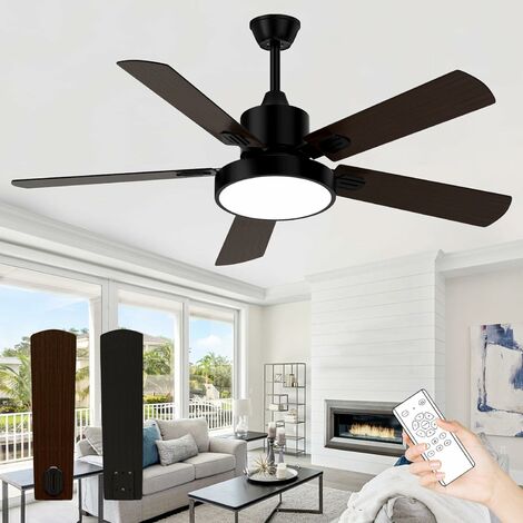Deckenventilator Dimmbare mit Fernbedienung Moderne Hängelampe Für Wohnzimmer Schlafzimmer Esszimmer Büro Schwarz