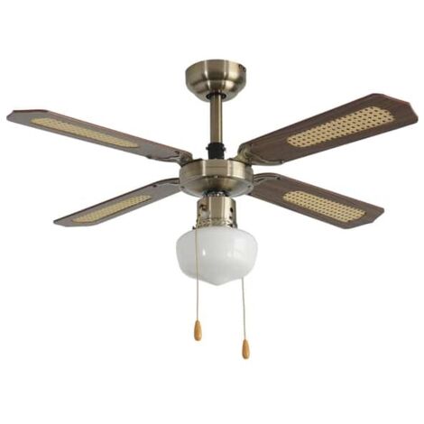 Deckenventilator in Antikbronze mit Beleuchtung  Leise 30 dB  3 Geschwindigkeitsstufen  Durchmesser 107 cm  MDF-Flügel  Kupfermotor