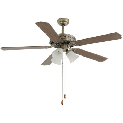 Deckenventilator in Antikbronze mit Beleuchtung  Leise 30 dB  3 Geschwindigkeitsstufen  Durchmesser 132 cm  MDF-Flügel