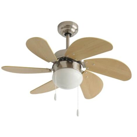 Deckenventilator in Satinnickel mit Beleuchtung  Leise 30 dB  3 Geschwindigkeitsstufen  Durchmesser 76 cm  MDF-Flügel
