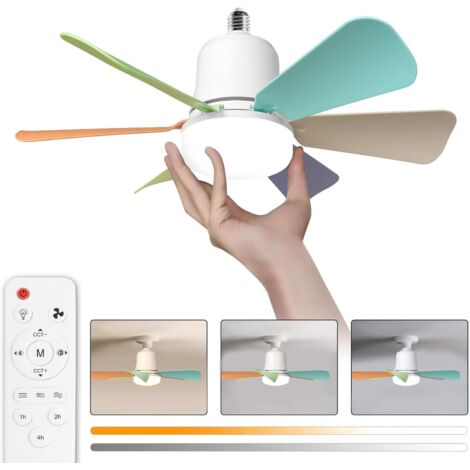 Deckenventilator mit Licht, 30-W-Deckenventilatorlampe mit E27-Fassung, dimmbare LED für Schlafzimmer, Wohnzimmer, 3 Geschwindigkeitsstufen, 6 Flügel (mehrfarbig, 30 W)