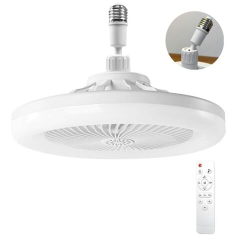 Deckenventilator mit Licht, Deckenventilator mit Fernbedienung, leiser Deckenventilator, dimmbare LED-Deckenleuchte E27, 3 Geschwindigkeitsstufen, Timer (Weiß)