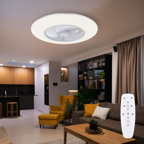 Deckenventilator mit Licht und Fernbedienung Deckenlampe Ventilator Deckenleuchte Beleuchtung Tageslichtleuchte, dimmbar CCT, Metall, silber weiß, 1x LED 36 Watt 2200lm 3000-6500, D 58 cm