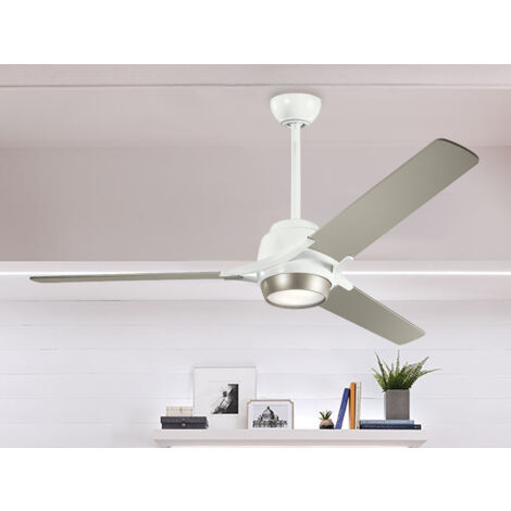 Deckenventilator mit Licht und Fernbedienung, Weiß-Silber, Ø 152cm
