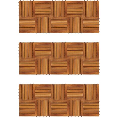 10 pcs Acacia Decking Tiles 30 x 30 cm - Brown